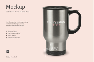 Stainless Steel Travel Mug Mockup | Compatible With Affinity Designer