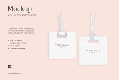 Two Sided Square Bag Tag Mockup | Compatible With Affinity Designer