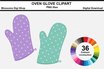 Oven Glove Sticker Clipart, 36 files, multi colours