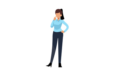 Businesswoman. Cartoon employee female character standing in suit, wom