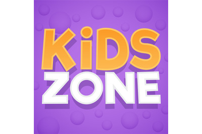 Kids zone. Colorful playing park, playroom or game area logo. Playgrou