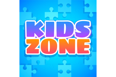 Kids zone. Colorful playing park, playroom or game area logo. Playgrou