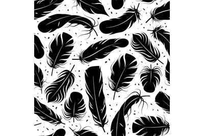 Feather seamless pattern. Curved feathers silhouettes&2C; graphic simple