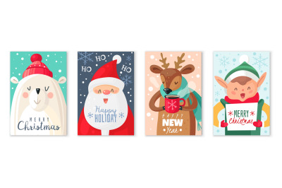 Christmas cards. Happy Merry Christmas and New Year greeting card with