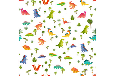 Baby dino seamless pattern. Animal dragon and cute nature dinosaur in