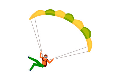 Man jump with parachute. Active lifestyle hobby, extreme professional