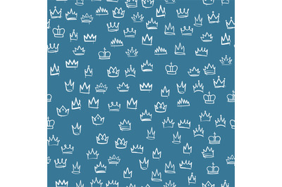 Crowns seamless pattern. Hand drawn texture with sketches of the royal