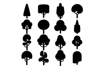 Silhouettes of trees. Tree icons collection for design of architectura