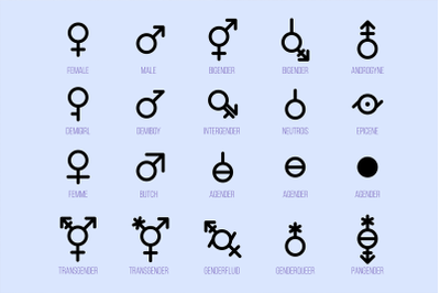 Gender Diversity Monochrome Icons Set