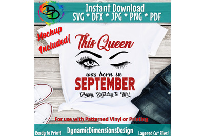 September girl svg, September birthday svg, This Queen was born, Women