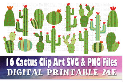 Cactus, Clip Art, SVG, PNG,  Clip Art Pack , 16 Images, Pack, Instant