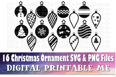 Christmas Ornament Silhouette, SVG bundle, PNG,  Clip Art Pack , 16 Im