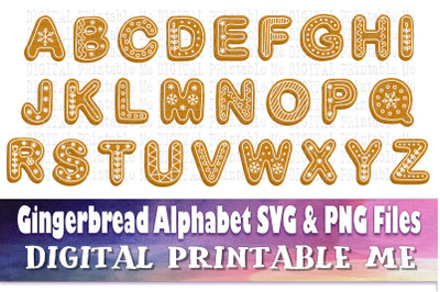 Gingerbread Alphabet SVG bundle, PNG, Clip Art Pack, 26 Images, Pack,