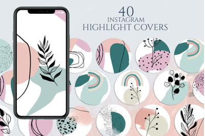 Instagram highlight covers Pink blue abstract shape