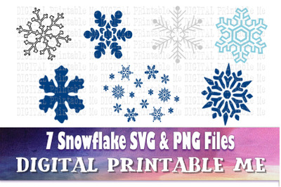 Snowflake SVG bundle, PNG, Clip Art Pack, 7 Images, Pack, Instant Down