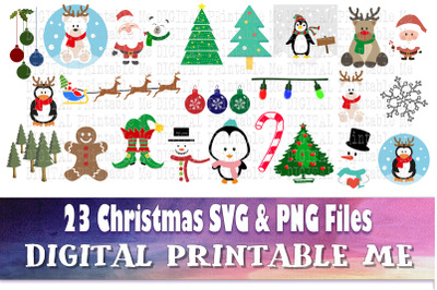 Christmas SVG bundle, PNG, Clip Art Pack, 23 Images, Pack, Instant Dow