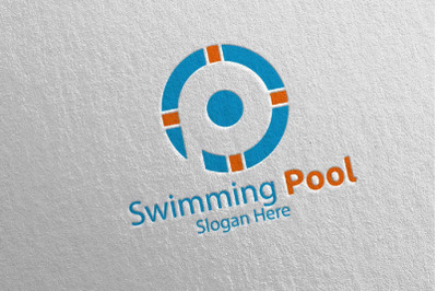 Letter P Swimming Pool Services Logo 32