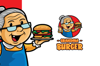 Grandma Burger Mascot Logo Template