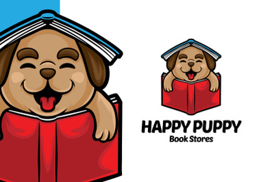 Happy Puppy Book Store Logo Template