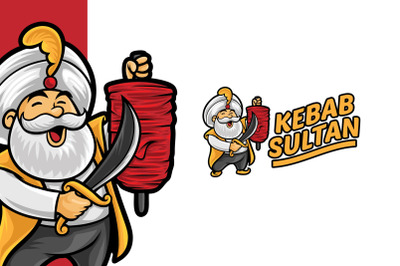 Kebab Sultan Mascot Logo Template