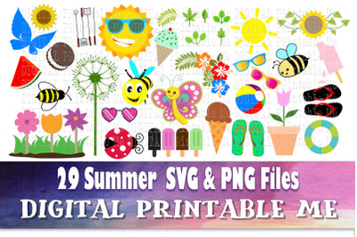 Summer Clip Art bundle, SVG, PNG, 29 image pack, Instant Download, Dig