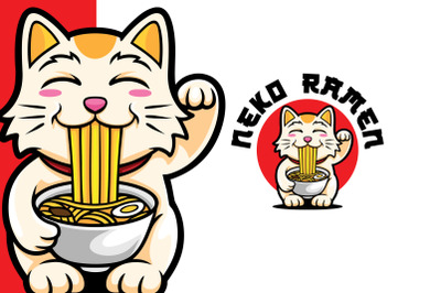 Neko Ramen Mascot Logo Template