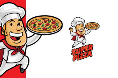 Super Pizza Mascot Logo Template