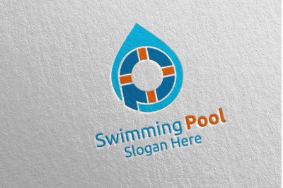 Letter P Swimming Pool Services Logo 33