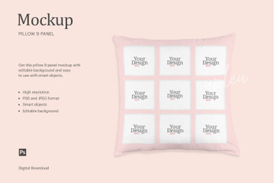 Cushion Cover 9 Panel Mockup | Compatible With Affinity Designer