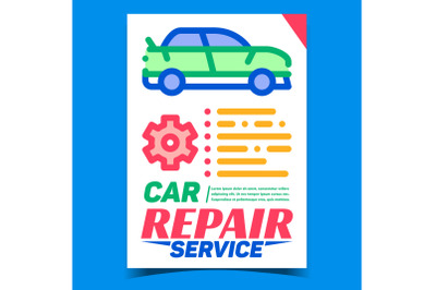 Car Repair Service Creative Promo Banner Vector