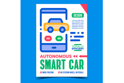 Autonomous Smart Car Advertising Poster Vector