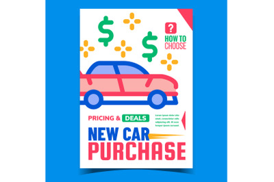 New Car Purchase Creative Advertise Banner Vector