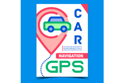 Car Gps Navigation Creative Promo Banner Vector