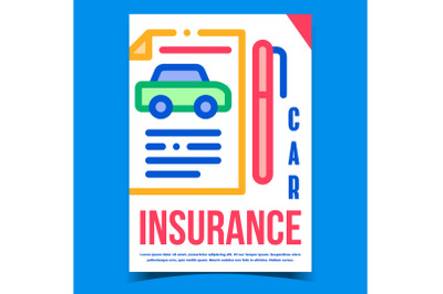 Car Insurance Creative Advertising Poster Vector