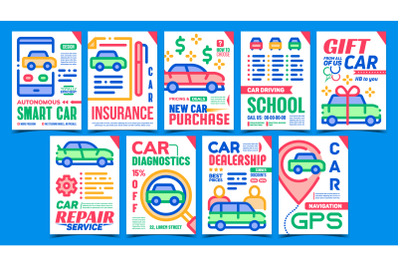 Car Dealership Advertising Posters Set Vector