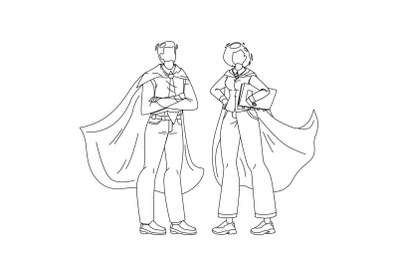 Bravery Superheroes Courage Man And Woman Vector