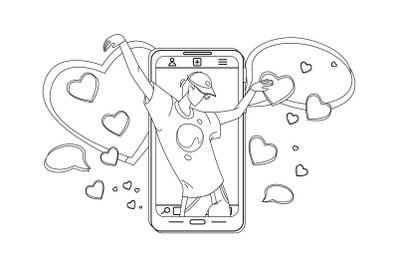 Crazy Dance Dancing Man On Phone Screen Vector