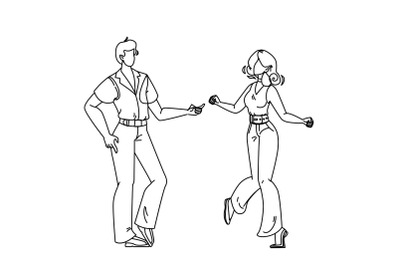 Boy And Girl Dancing Funk Dance Characters Vector