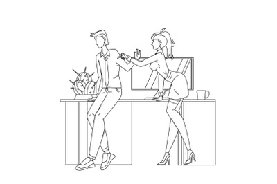 Woman Employee Harassment Man Colleague Vector Illustration