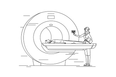 Nurse Preparing Patient For Mri Scan Test Vector