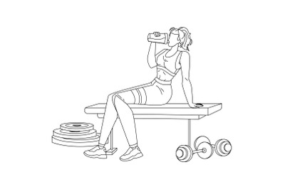 Woman Drink Protein Cocktail From Shaker Vector