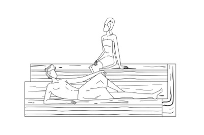 Man And Woman Relax In Sauna Beauty Salon Vector