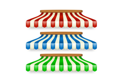 Shop Awnings Different Striped Color Set Vector