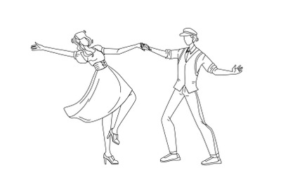 Swing Dance Party Dancing Young Couple Vector