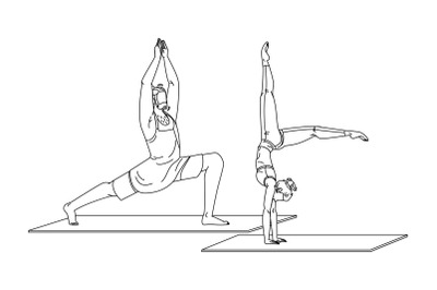 Young People In Sportswear Practicing Yoga Vector