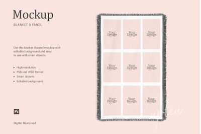 9 Panel Photo Blanket Mockup | Compatible With Affinity Designer