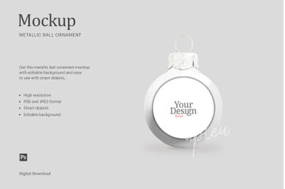 Metallic Ball Ornament Mockup | Compatible With Affinity Designer