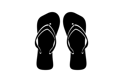 Beach flip flops black white flat isolated