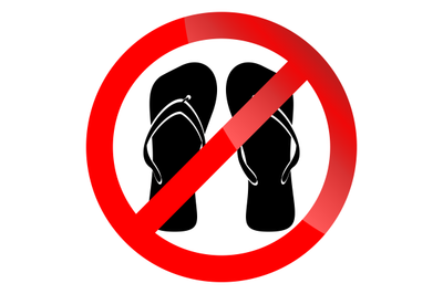 Banner ban symbol with crossed flip flops