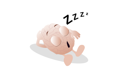 Character mascot brain sleeping rest